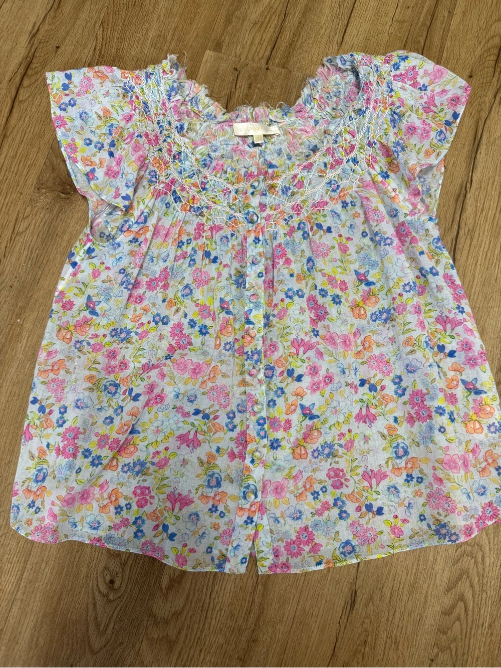 LoveShackFancy Shira Top Floral button down blouse. Size XS